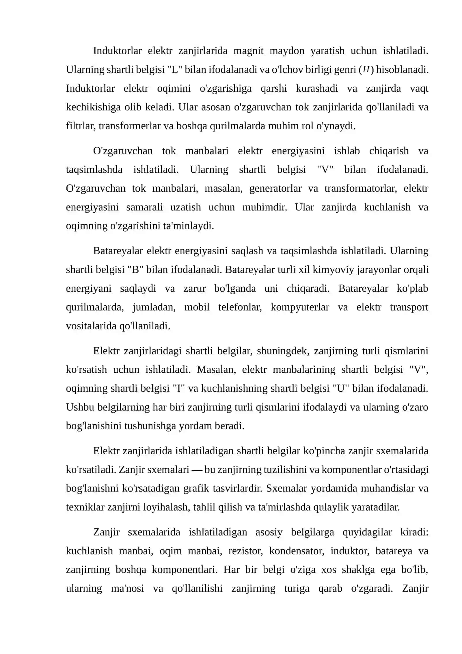Elektr zanjirlaridagi asosiy shartli belgilari va elektr zanjirlari sxemalari asosiy turlari 3