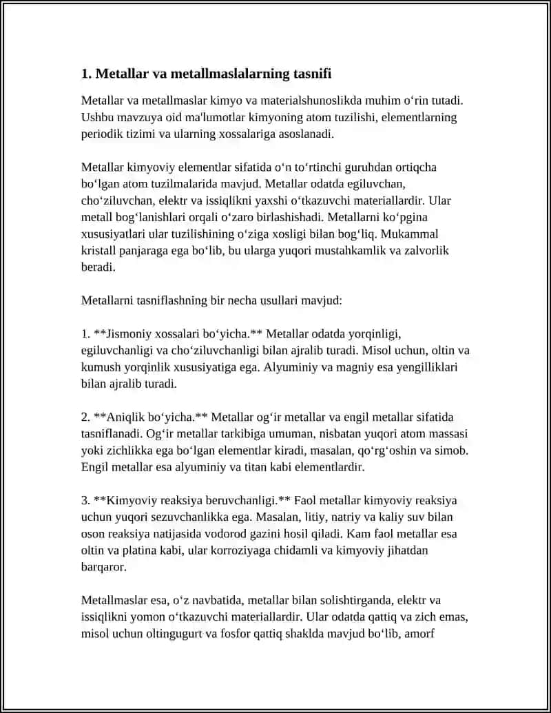 METALLAR VA METALLMASLAR 3