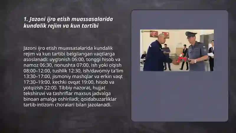 Jazoni ijro etish muassasalarida rejim 3