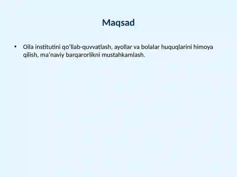 Oʻzbekistonning oila mustahkamligini taʼminlashga qaratilgan davlat siyosati 3