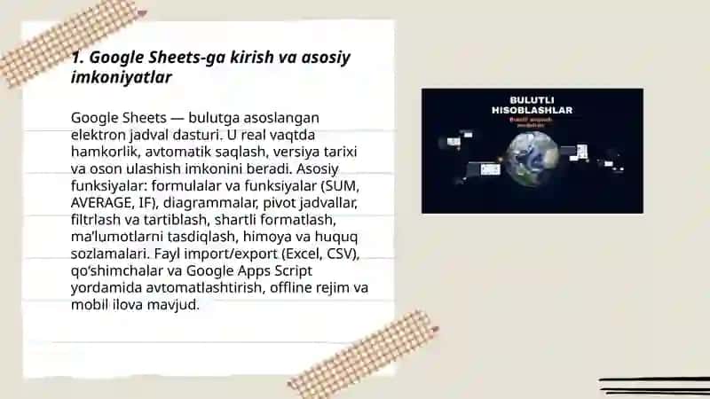 Bulutli ma’lumotlar bazasi va Google Sheets 3