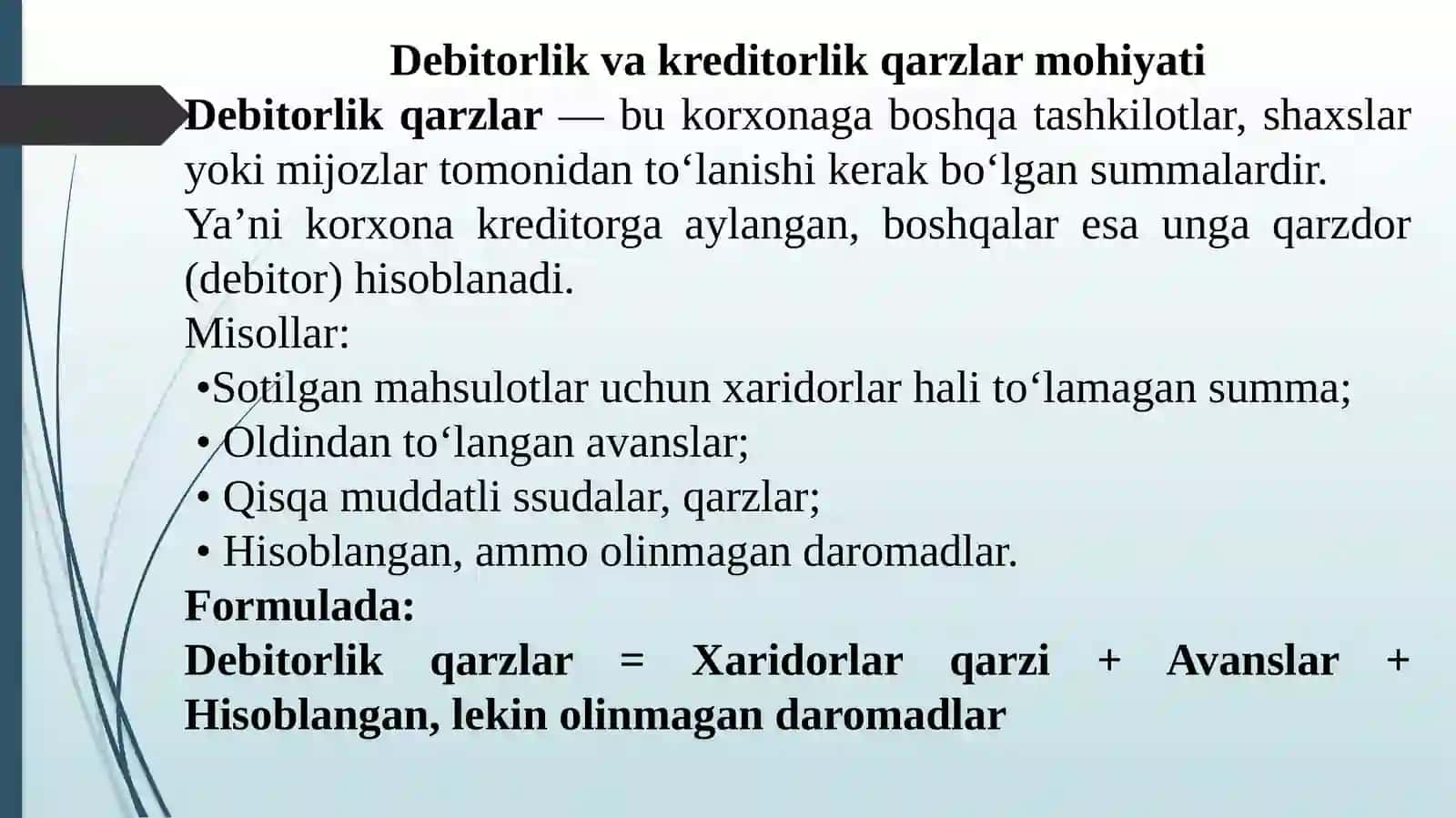 DEBITORLIK VA KREDITORLIK QARZLARINI BOSHQARISH 3