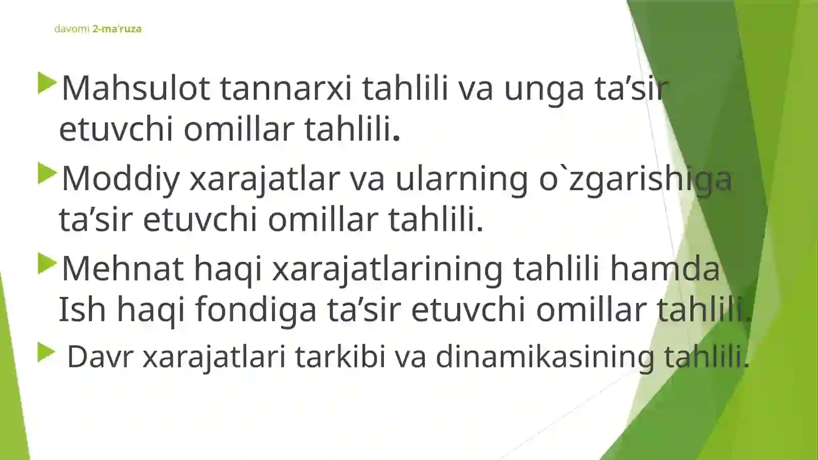 Mahsulot ishlab chiqarish va davr xarajatlari tahlili 3