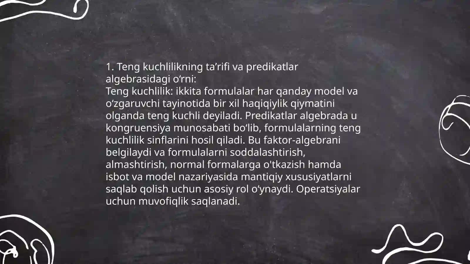 Predikatlar algebrasida formulalarning teng kuchliligi 3