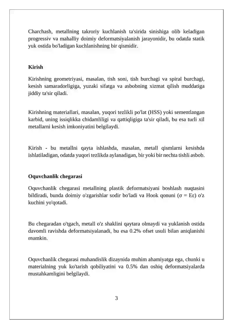 Metallarning mexanik xususiyatlarini aniqlah xususiyatlari 3