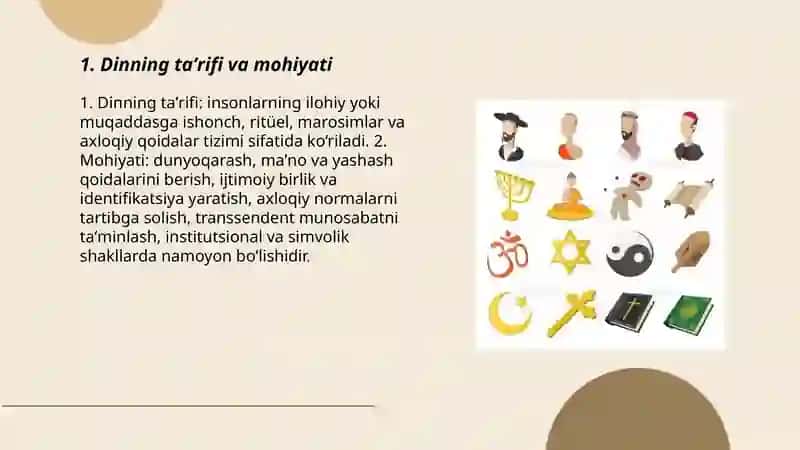 Dinga berilgan ta’riflar va dinlar tasnifi 3