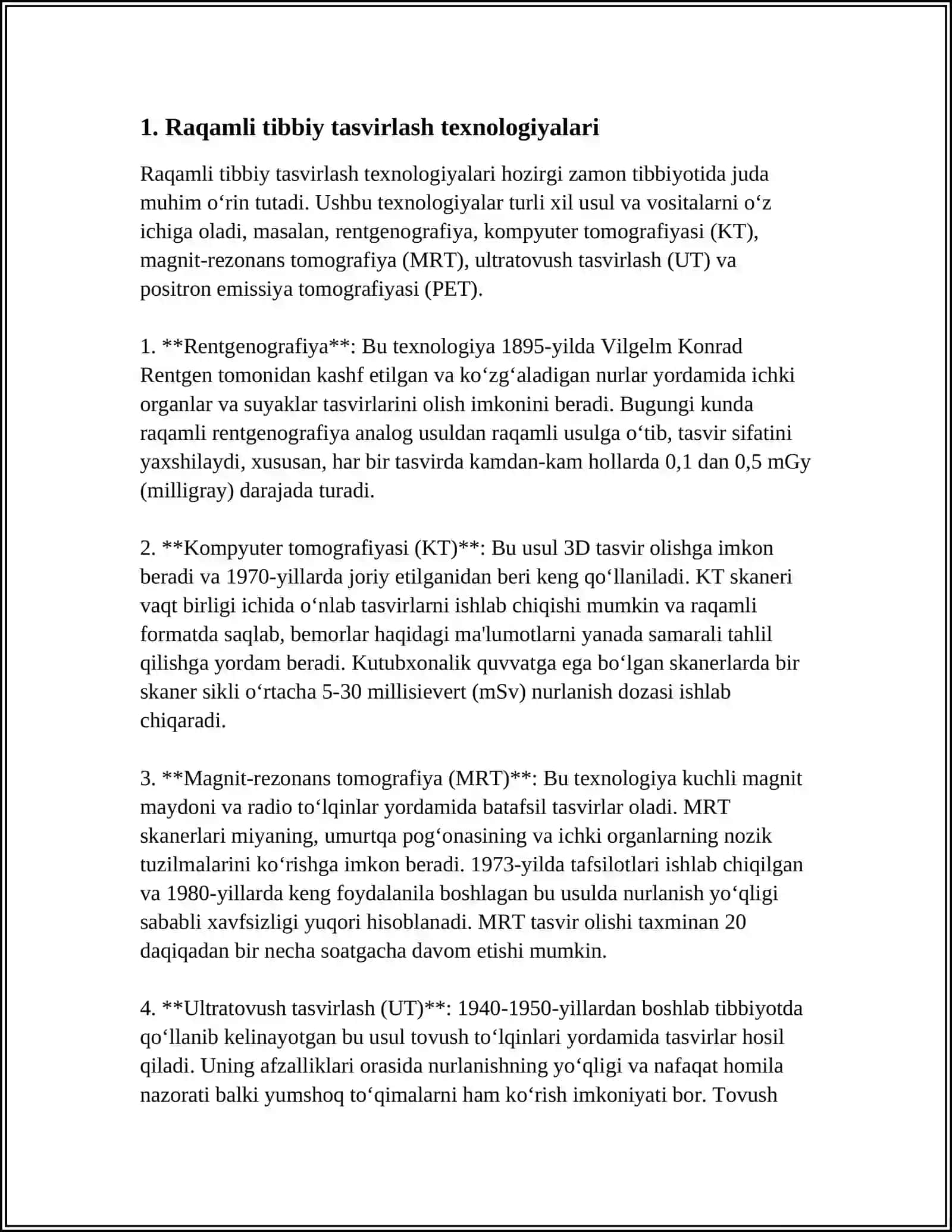 Raqamli tibbiy tasvirlash texnologiyalari 3