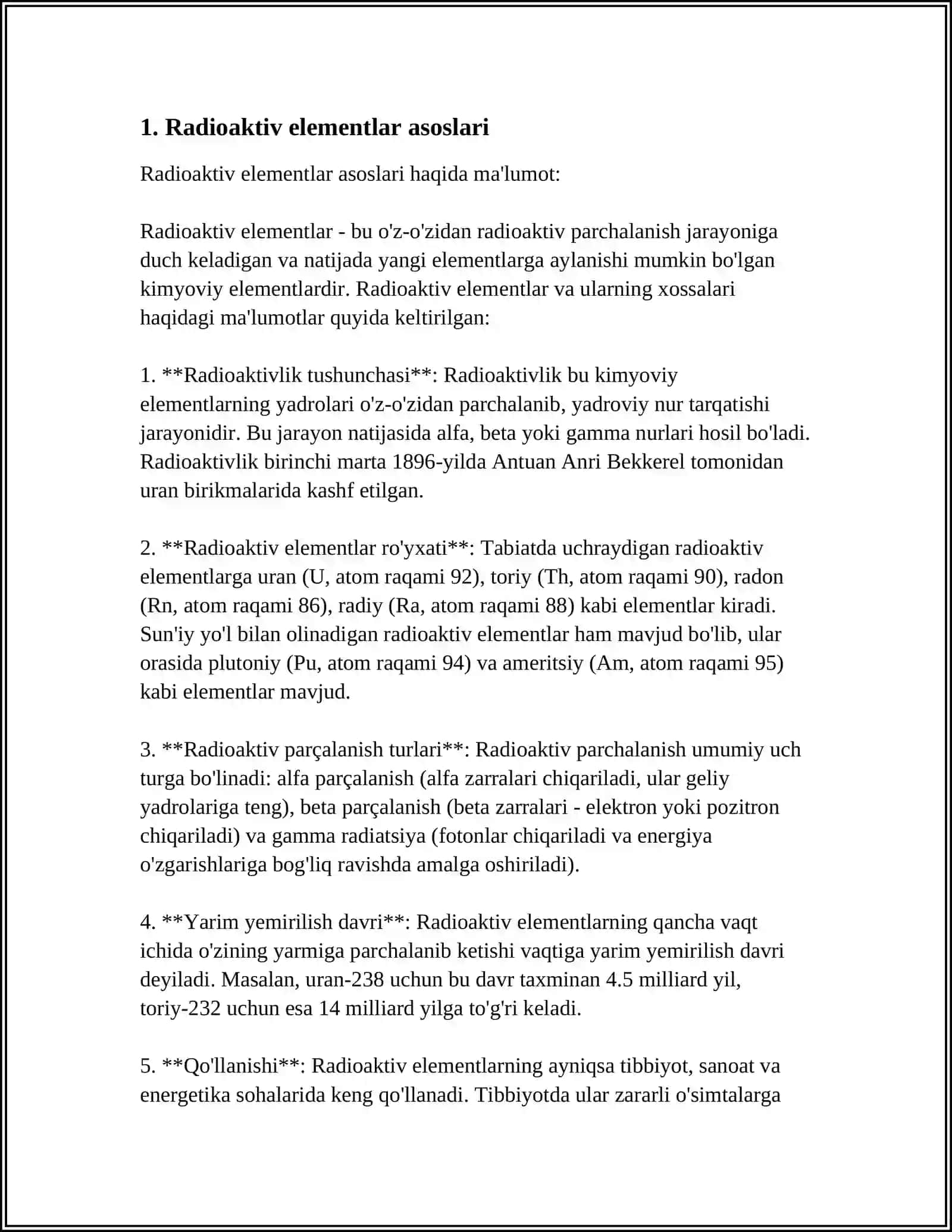 RADIOAKTIV OILALAR. SUNʼIY RADIOAKTIV OILALAR 3