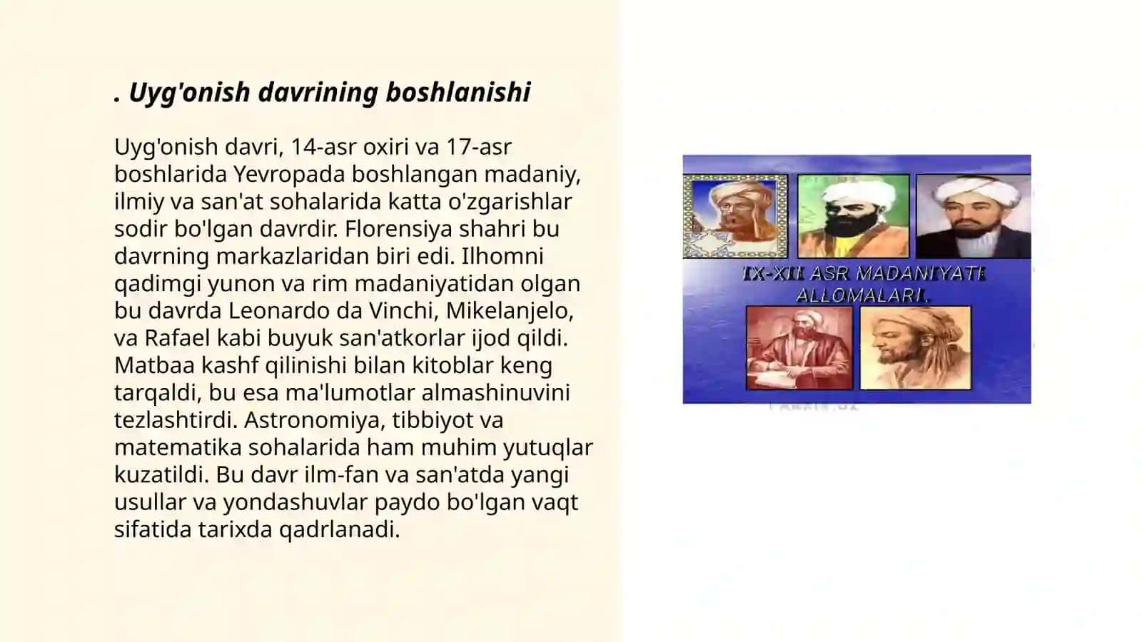 Yevropada uyg’onish davri 3