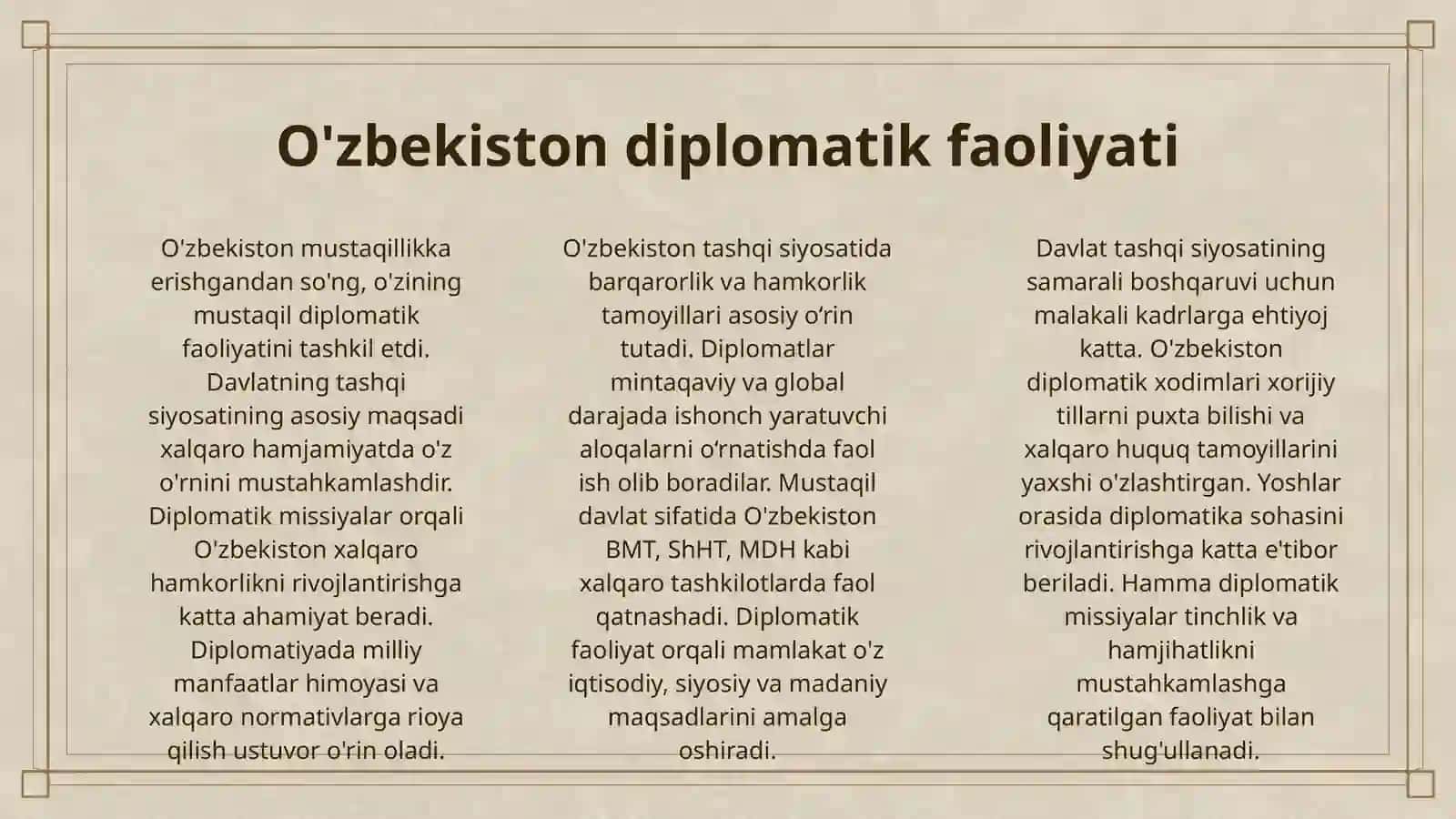 OʻZBEKISTON JAHON HAMJAMIYAT 3