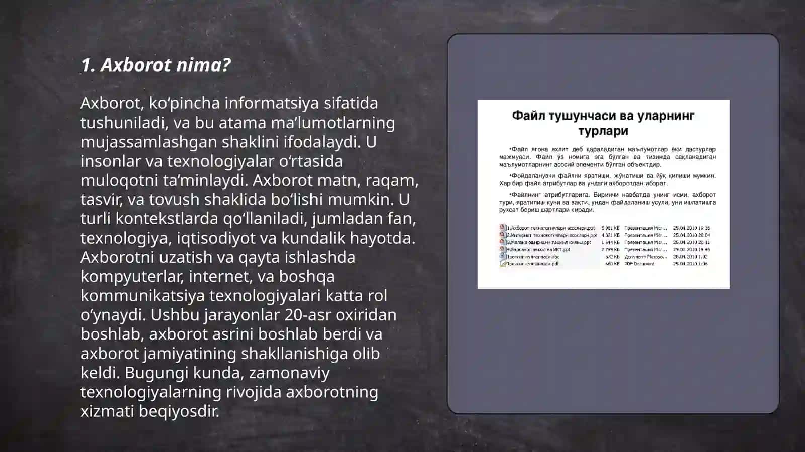 Axborot, uning turlari, xususiyatlari va o'lchov birliklari 3