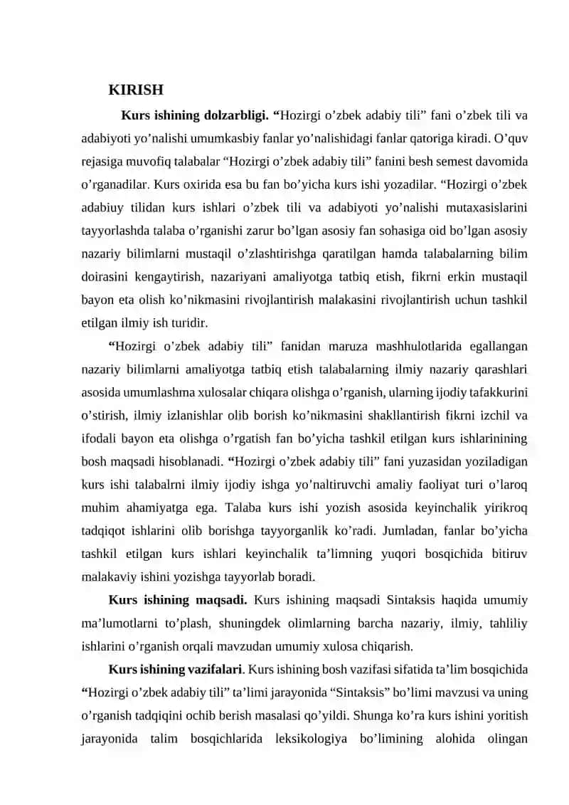 Kurs ishi "SO’Z BIRIKMASI VA GAPNING O’ZARO MUNOSABATI" 3