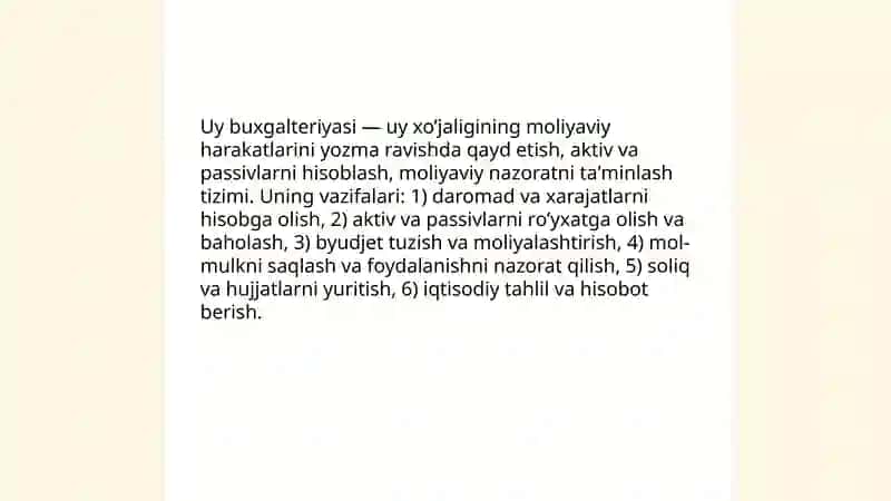 Uy buxgalteriyasi tushunchasi 3