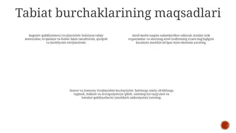 Maktabgacha TaʼLim Muassasalarida Tabiat Burchagini Tashkil Etish 3
