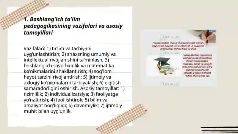 Boshlang'ich ta'lim pedagogikasi fanining vazifasi,predmeti,maqsadi va ilmiy tadqiqot metodlari 3