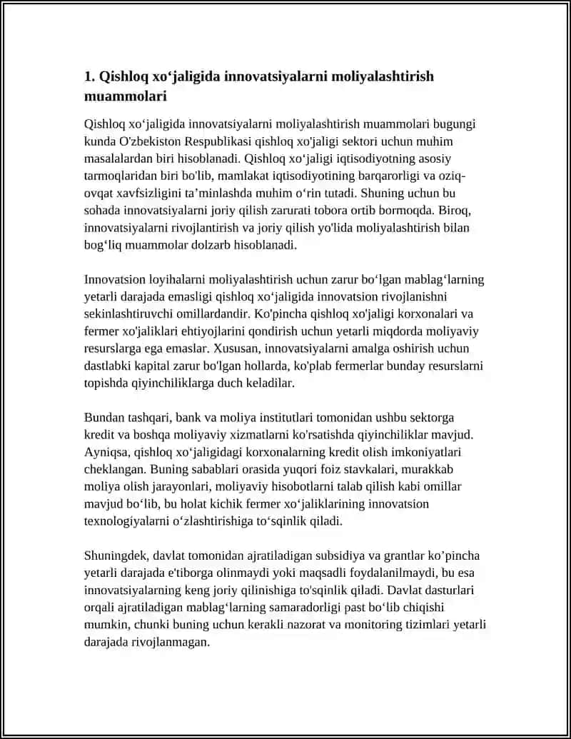 QISHLOQ XO'JALIGIGA INNOVATSIYALARNI JALB QILISH MUAMMOLARI 3