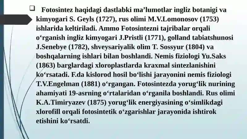 Fotosintezning fiziologik va ekologik aspektlari 3