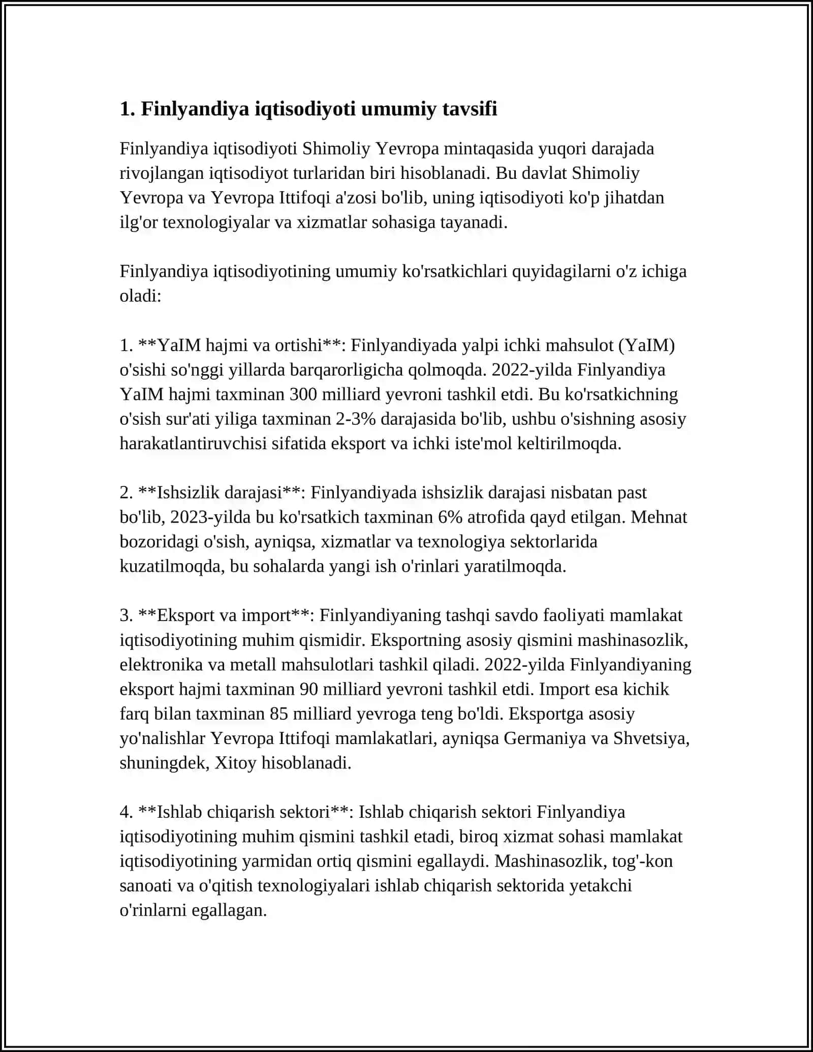 FINLYANDIYA DAVLATI IQTISODIYOTI 3