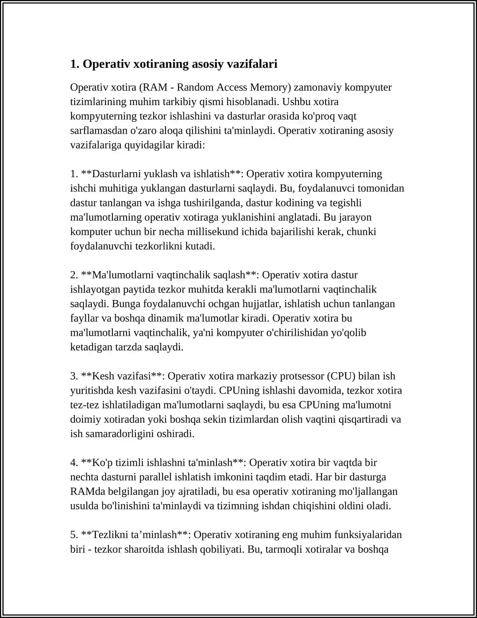 OPERATIV XOTIRA (RAM) TURLARI VA ULARNING FARQLARI 3