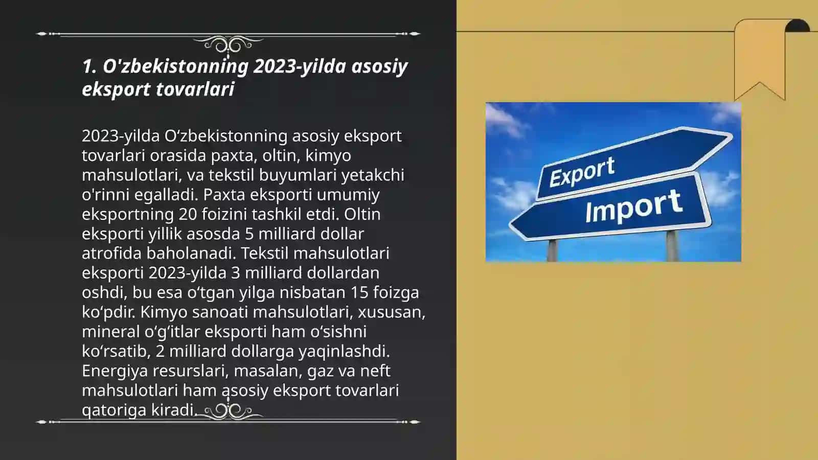 O'zbekistonda 2023-yilda eksport va import 3