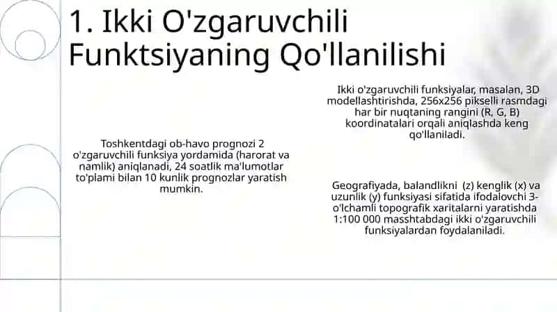 Ikki ozgaruvchanlik funksiya 3