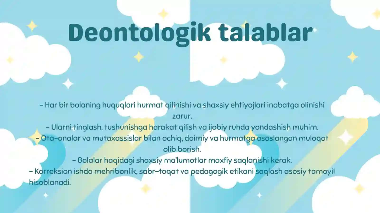 ENB bolalar bilan korreksion mashg‘ulotlarni tashkil etishda gigienik va deontalogik talablar 3