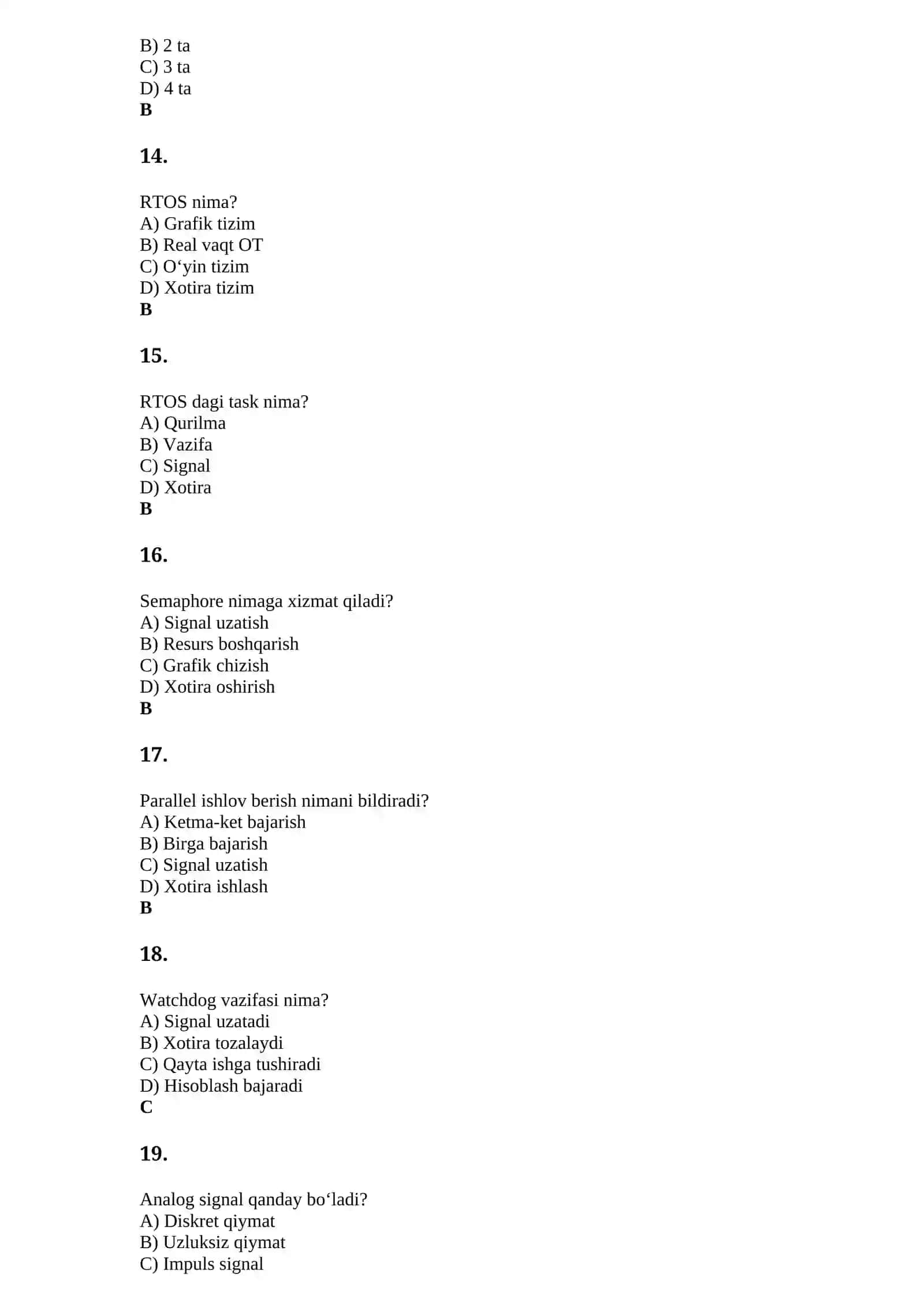 O'rnatilgan tizimning xususiyatlari (Savollarga javob bering) 3