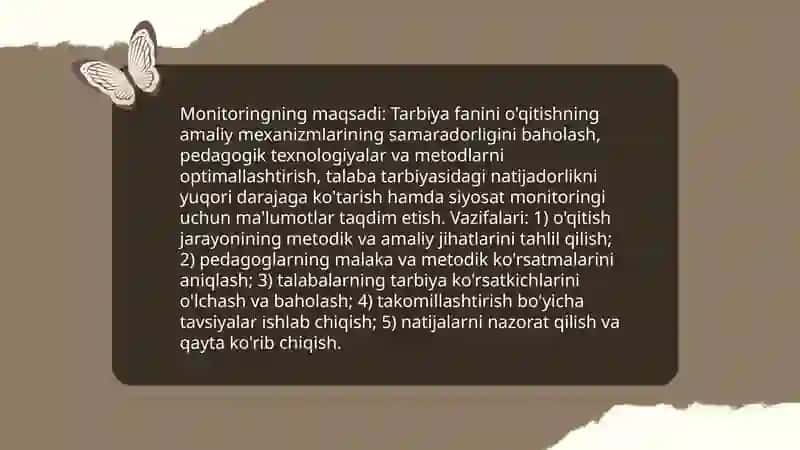 Tarbiya fanini o'qitishning amaliy mexanizmlari monitoringi 3