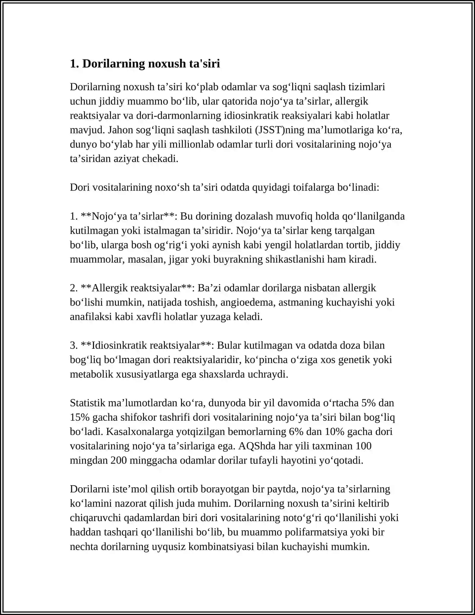 DORILARNING TA'SIR TURLARI.DORILARNING NOJUYA TA'SIRI 3