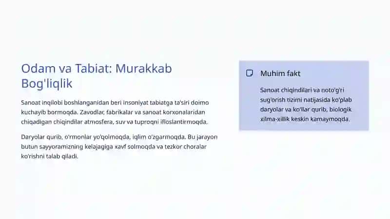 Antropogen Omillar: Inson va Tabiat Munosabatining Bugungi Haqiqatlari 3