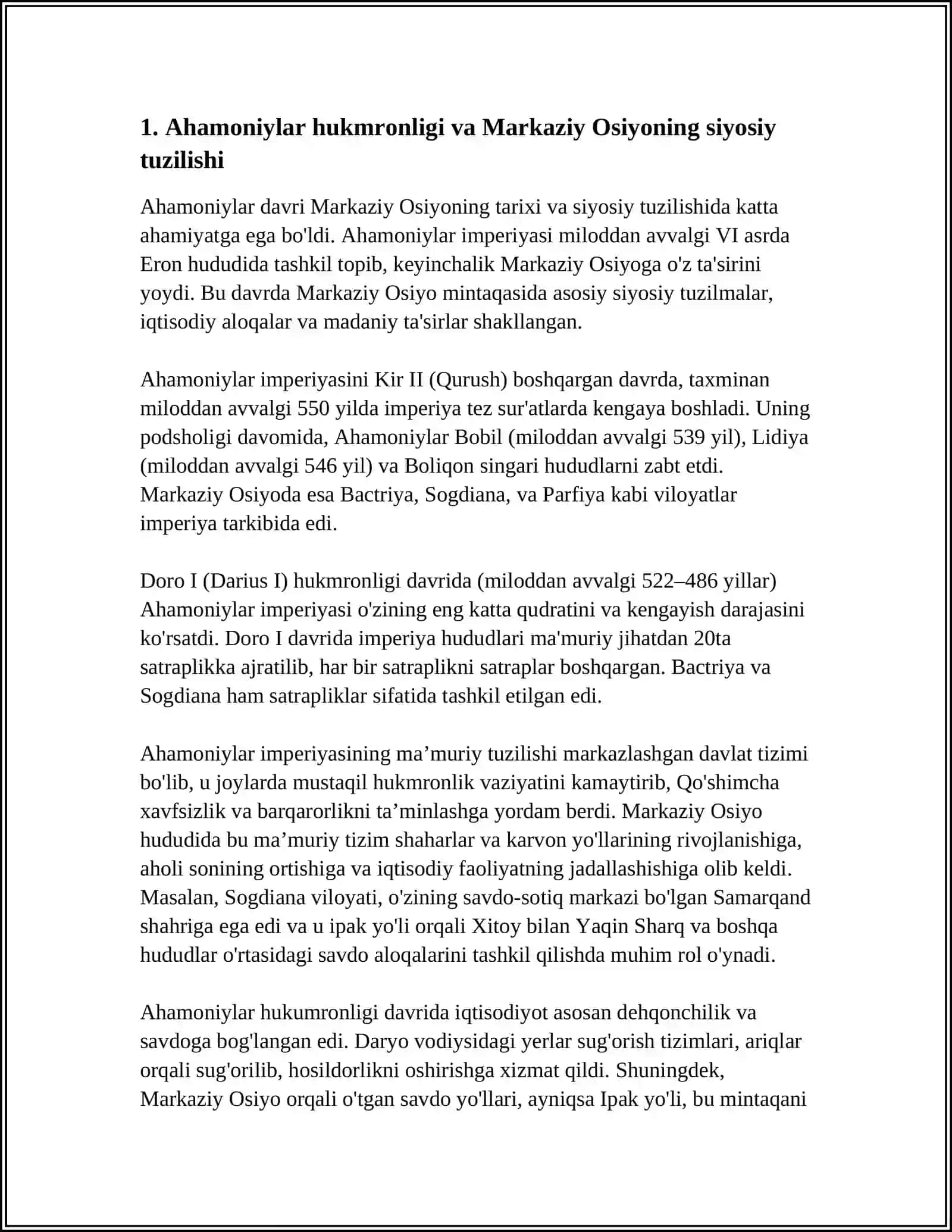 AHAMONIYLAR XUKMRONLIGI DAVRIDA MARKAZIY OSIYO 3