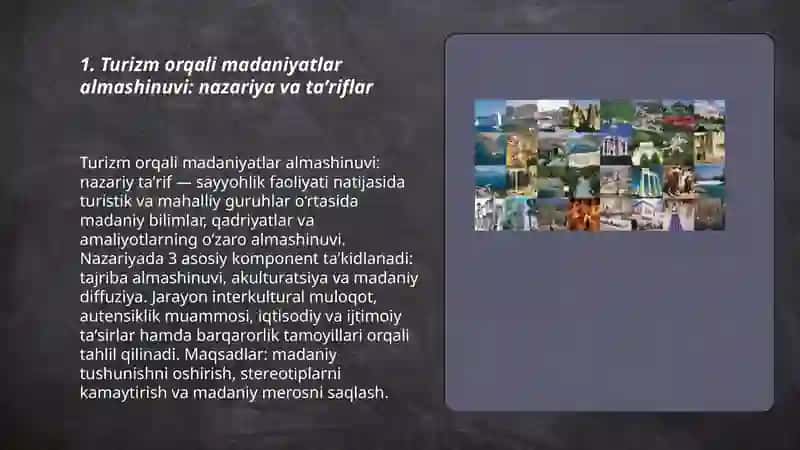 Turizm orqali madaniyatlar almashinuvi: nazariya va taʼriflar 3