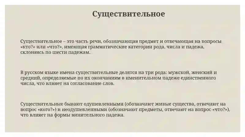 Имя существительное. Типы склонения имен существительных 3