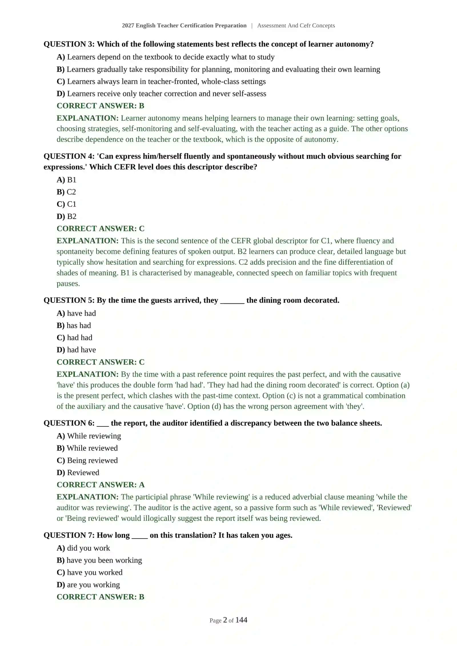 2027 English Teacher Certification Preparation | Assessment And Cefr Concepts 3