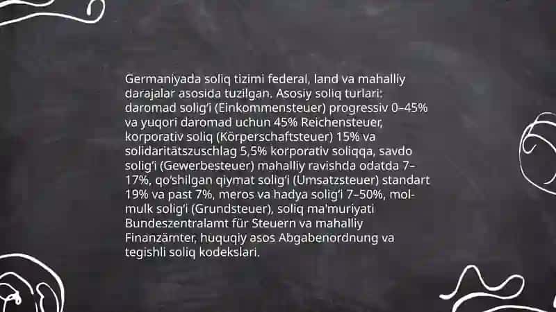 Germaniyada soliqlarni hisoblash tartiblari va tizimlari 3
