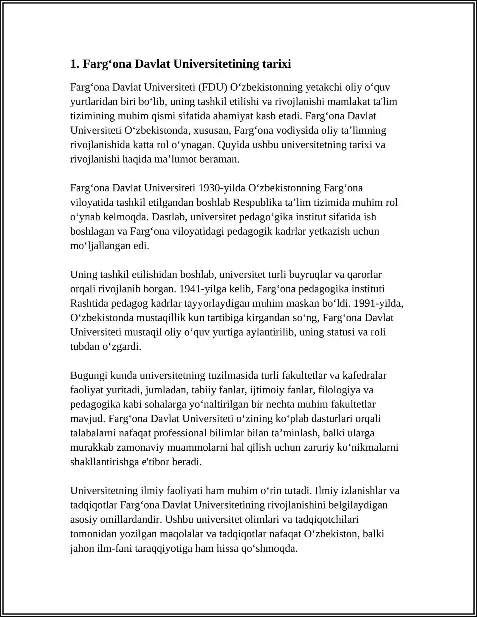 Farg'ona Davlat Universiteti Referat 3