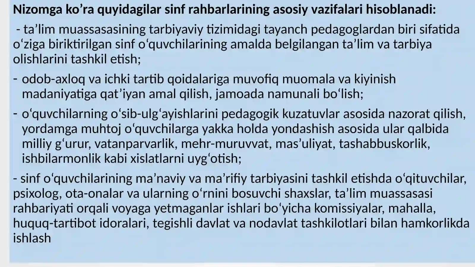 Boshlang’ich ta’limda sinf rahbari faoliyati maqsad va vazifalari 3