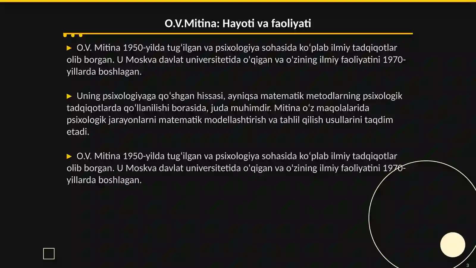 Psixologiyada matematik metodlarni qo‘llash bo‘yicha O.V.Mitina tomonidan chop etilgan maqolalar 3