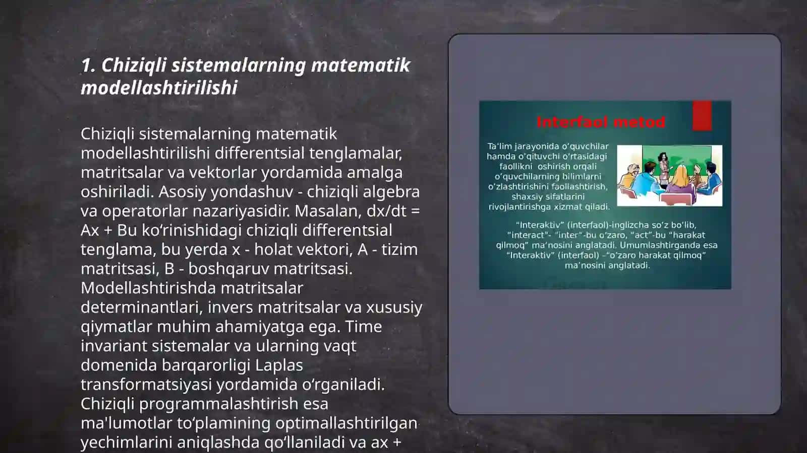 Chiziqli sistemalarning rostlash sifatini oshirish va sifatini tekshirish 3