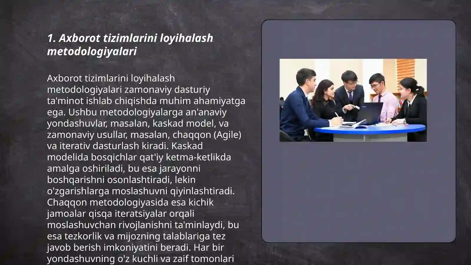 Axborot tizimlarini loyihalash va uni qurish usullari 3