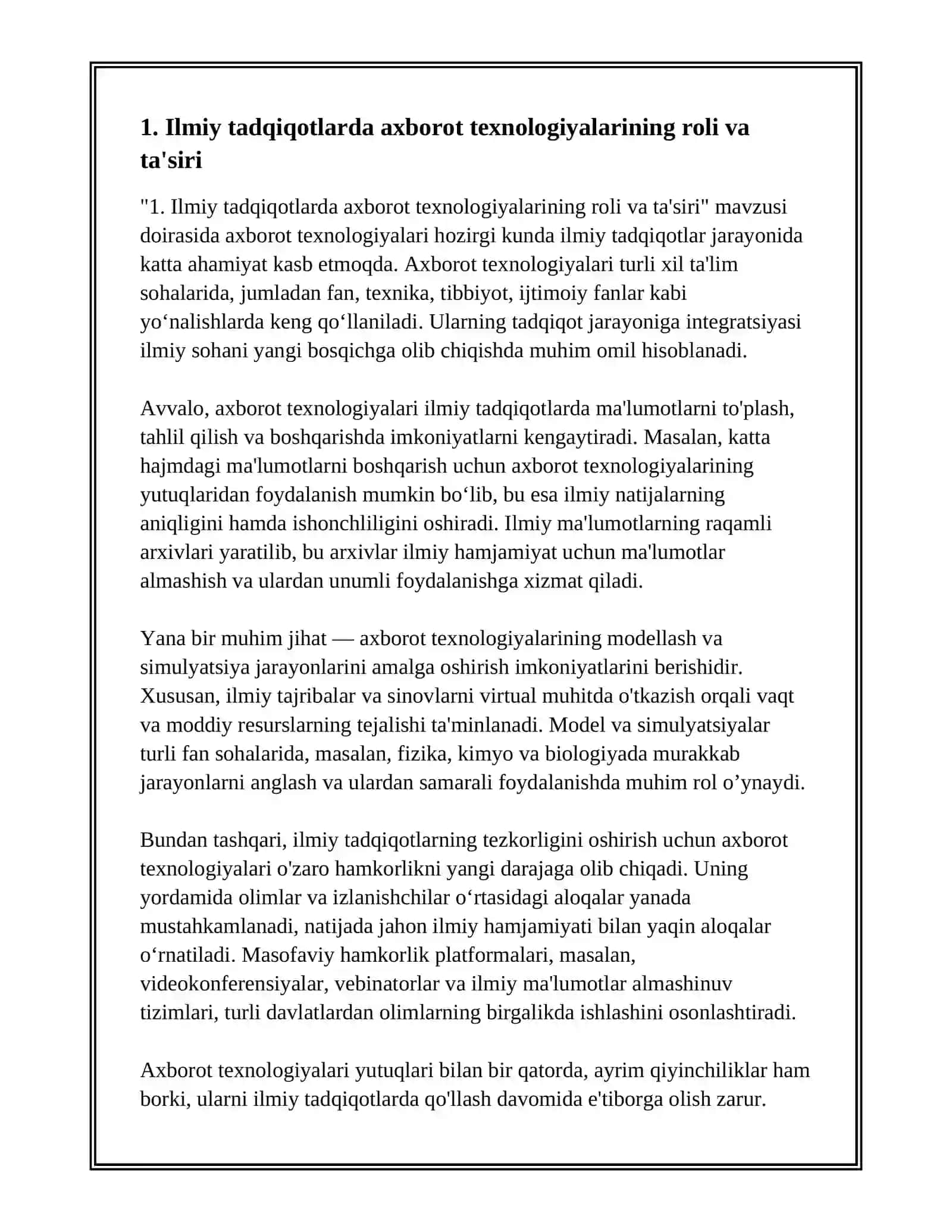 ILMIY TADQIQOT AXBOROT TEXNOLOGIYALARINING OʻRNI 3