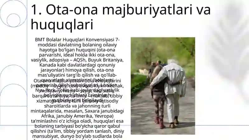 Bolaning oilaviy muhitga bólgan huquq kafolatlari 3