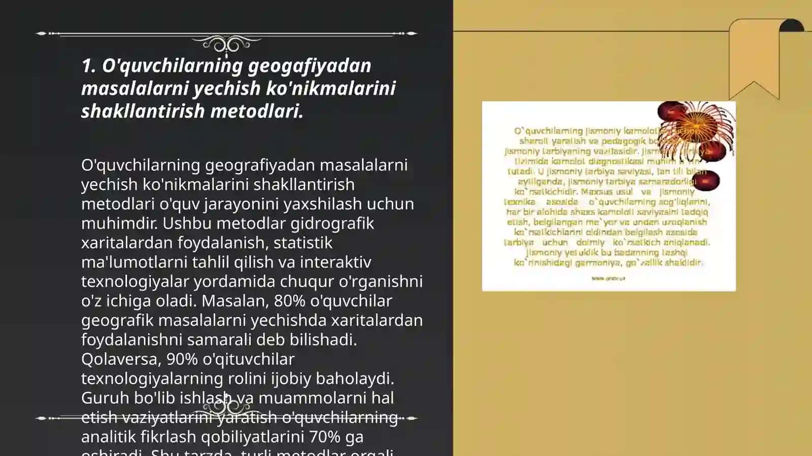 O'quvchilarning geografiyadan masala va mashqlar yechish ko'nikmalarini rivojlantirishda lokal va xususiy metodik darajadagi pedagogik texnologiyalarni uyg'unlashtirish 3