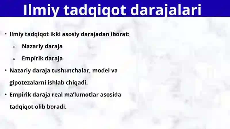 Ilmiy tadqiqotning empirik daraja sishakllari va metodlari 3