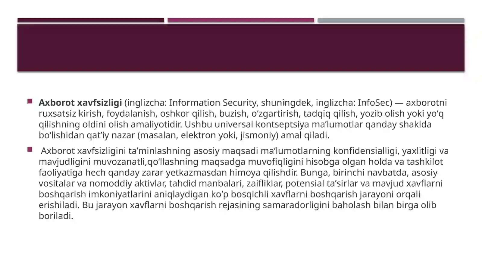 Axborot xavfsizligining asosiy tushunchalari 3