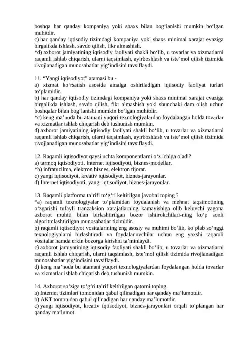 Raqamli Iqtisodiyot fanidan 3