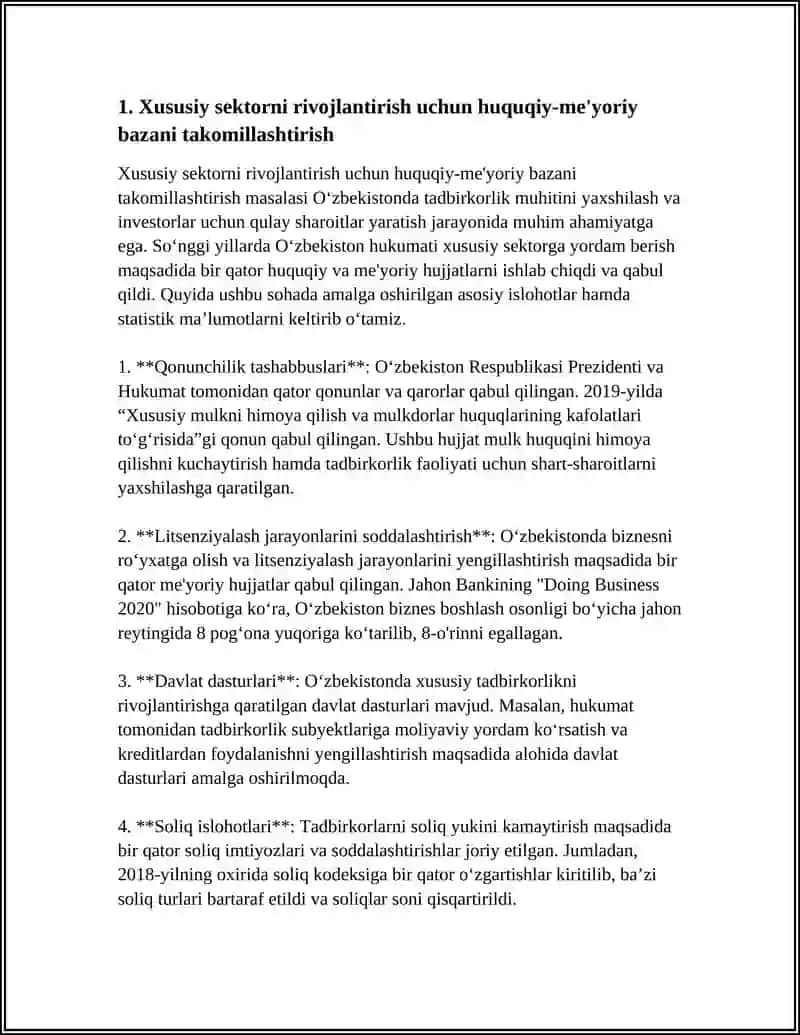DAVLATNING IQTISODIYOTDA XUSUSIY TARMOQ VA TADBIRKORLIKNI QO'LLAB-QUVVATLASH SIYOSATI 3