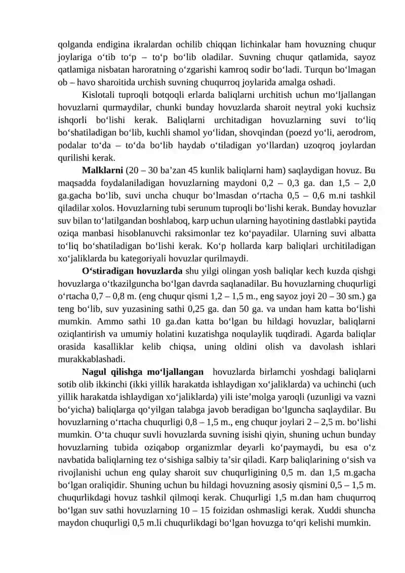 Karp baliqchilik hovuzlarining biologik tasnifi 3