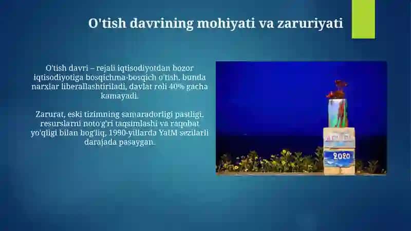 O'zbekistonda Bozor Iqtisodiyotiga O'tish Davri va uning O'zbekistondagi Xusisiyatlari 3