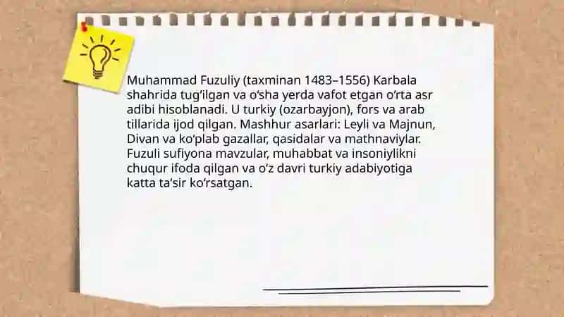 Muhammad Fuzuliy haqida maʼlumot 3